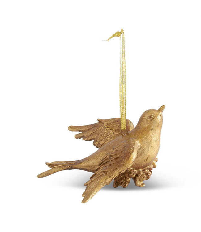 Carved Resin Gold Leaf Bird Ornaments