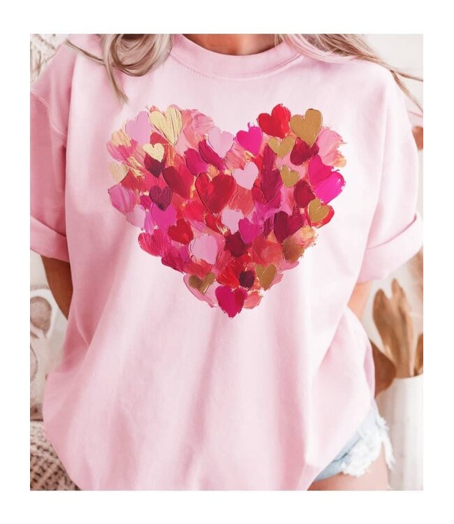 Brushstroke Valentine Heart Watercolor Love Graphic Tee
