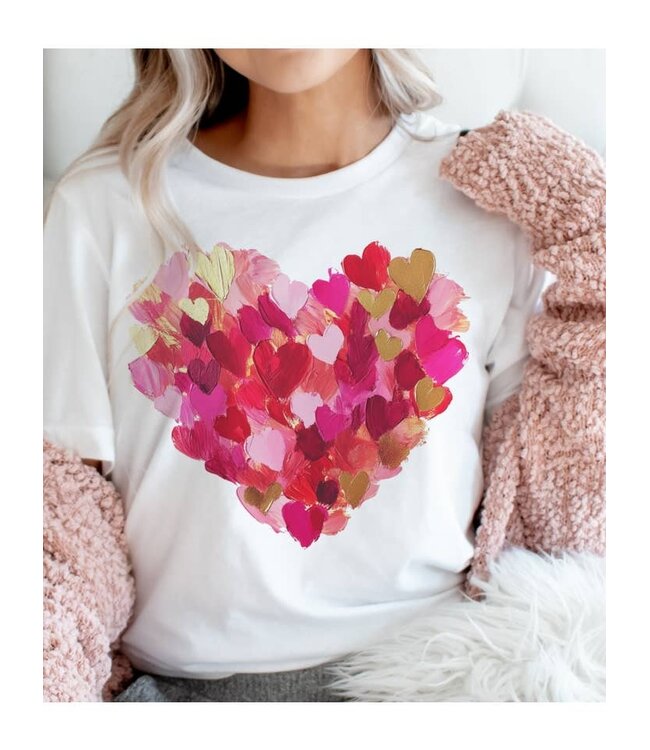 Brushstroke Valentine Heart Watercolor Love Graphic Tee