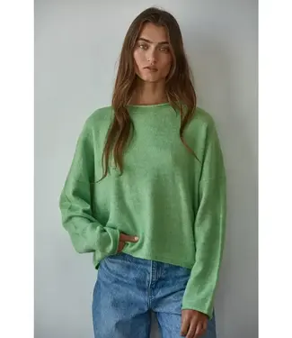 Knit Sweater Rolled Round Neck Pullover Top