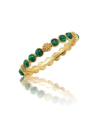 Berry Gem Hinged Bangle - Malachite
