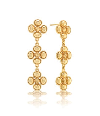 Berry Clover Linear Earrings - Gold