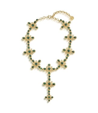 16"+2"  Monique Gem Convertible Necklace - Malachite