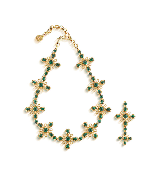 16"+2"  Monique Gem Convertible Necklace - Malachite