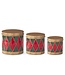 Red & Green Harlequin Metal Drum Container - Sold Individually