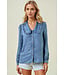 Natalie Tencel Denim Long Sleeve Button Down Shirt Blouse