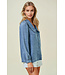 Natalie Tencel Denim Long Sleeve Button Down Shirt Blouse