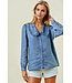 Natalie Tencel Denim Long Sleeve Button Down Shirt Blouse
