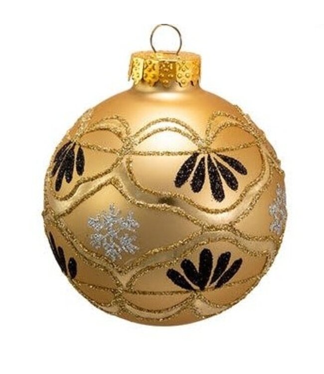 80MM Gold and White Glass Ball Orn