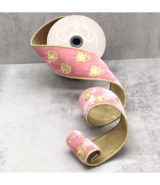 2.5" x 5yds Velvet Gold Embroidery Bee Ribbon