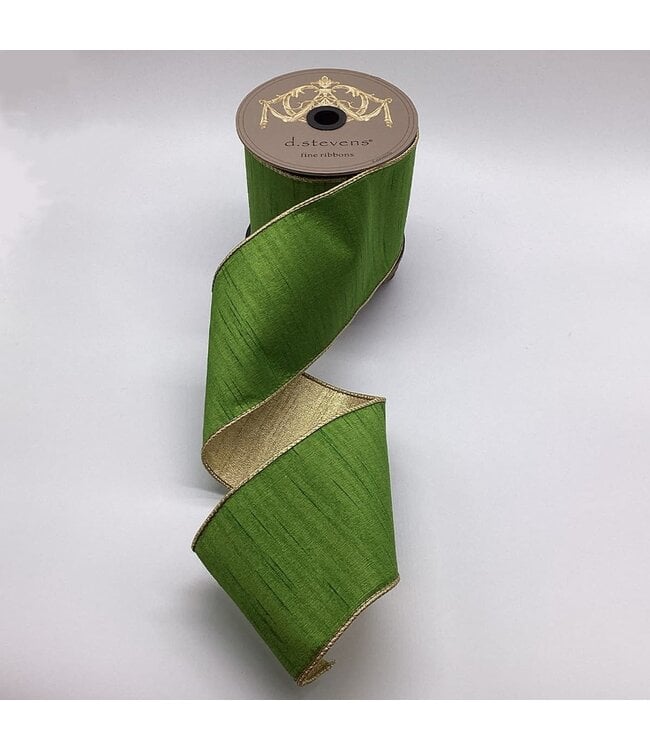 Slub Dupion Metallic Gold Back Ribbon