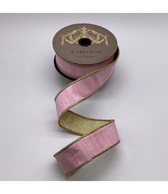 Slub Dupion Metallic Gold Back Ribbon