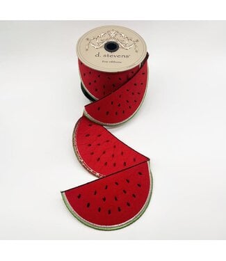 Felt Embroidery Watermelon Garland, Red Green Ribbon