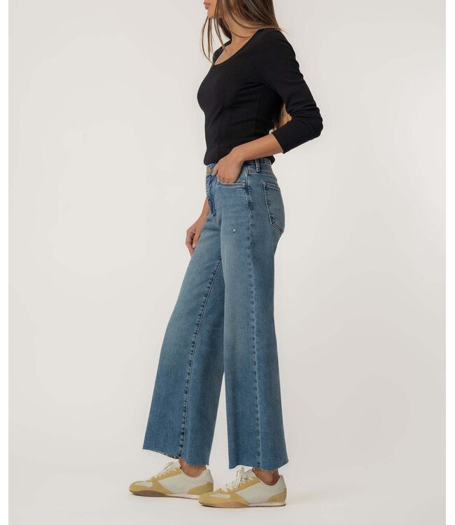 KUT FROM THE KLOTH Meg High Rise Fab Ab Wide Leg Raw Hem