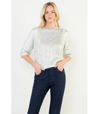 Leilani Short Sleeve Cable Knit Top