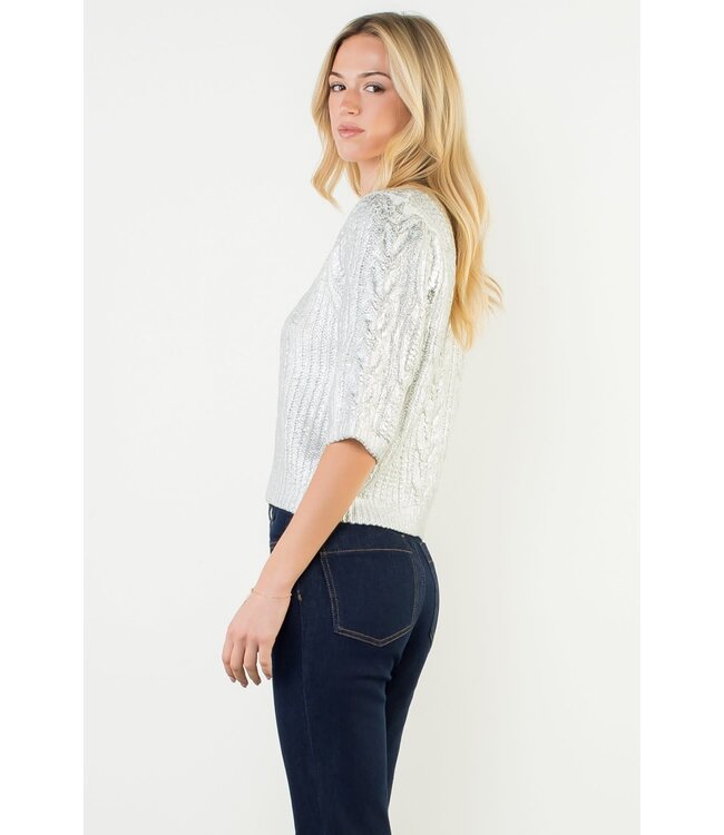 Leilani Short Sleeve Cable Knit Top