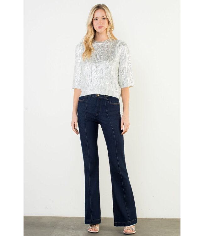 Leilani Short Sleeve Cable Knit Top