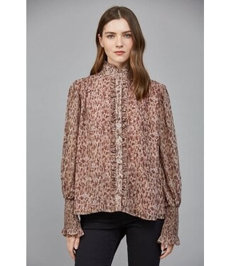 Ellie Ruffled Placket Long Sleeve Blouse