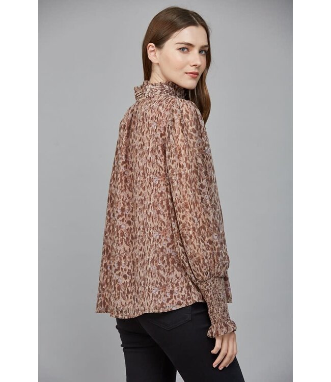 Ellie Ruffled Placket Long Sleeve Blouse