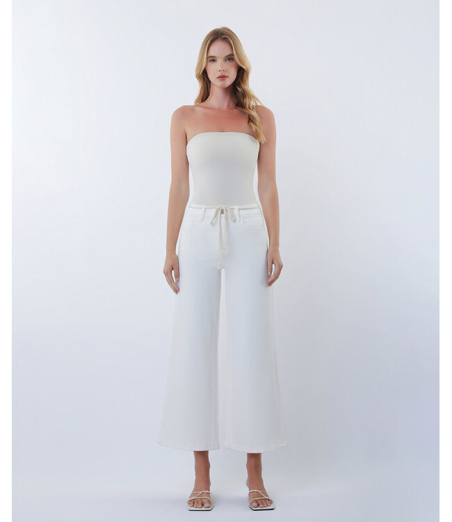 Anna High Rise Drawstring WB Crop Wide Leg Jeans
