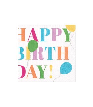 Birthday Surprise Paper Cocktail Napkins in White