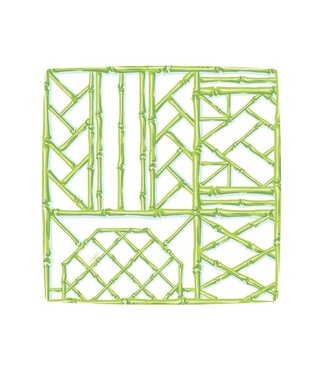 Bamboo Screen Moss Green Square Paper Salad & Dessert Plate