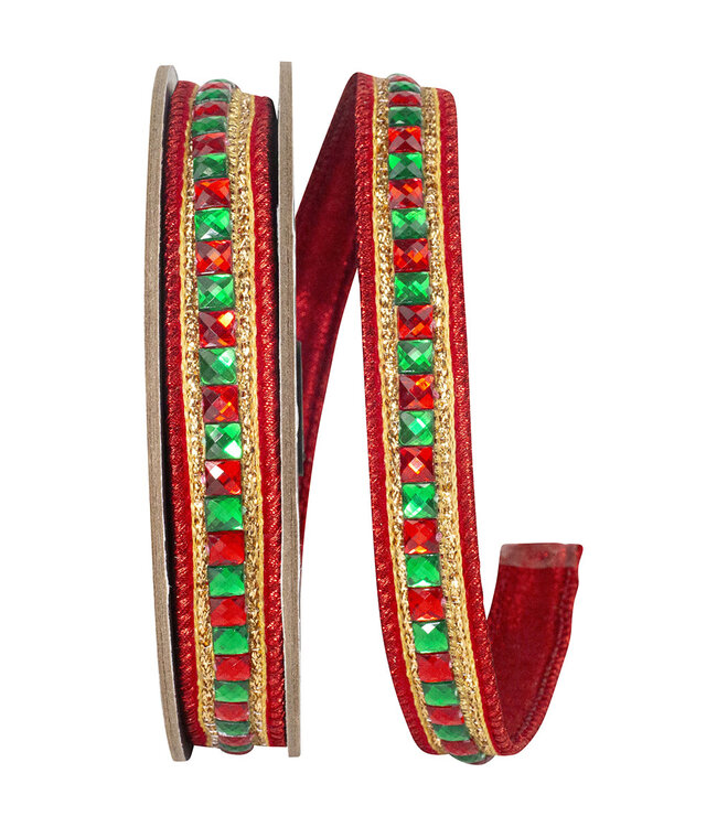 Sumptuous Jewel Accent Deluxe Metallic Backed Wired Edge Ribbon