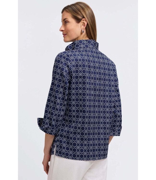 Tammy Geo Circles ¾ Sleeve Popover Shirt