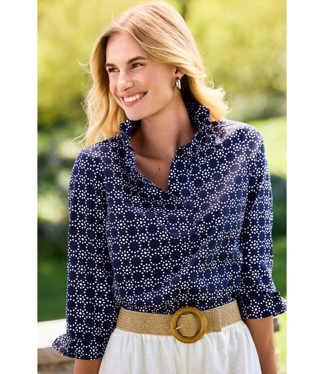Tammy Geo Circles ¾ Sleeve Popover Shirt