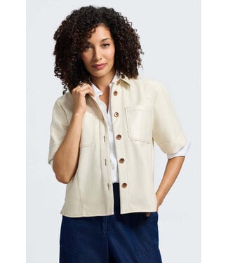 Demi Vegan Leather Elbow Sleeve Shirt Jacket