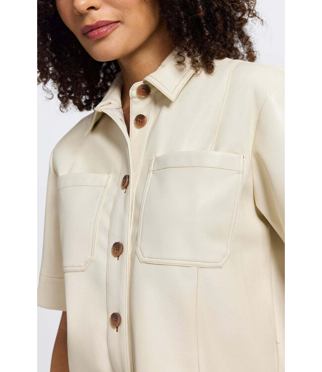 Demi Vegan Leather Elbow Sleeve Shirt Jacket