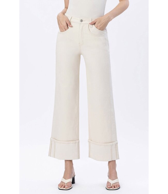 Adriana Super High Rise Cuffed Wide Leg Jeans