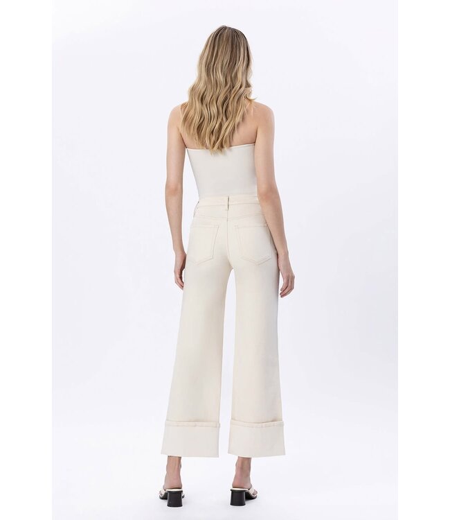 Adriana Super High Rise Cuffed Wide Leg Jeans