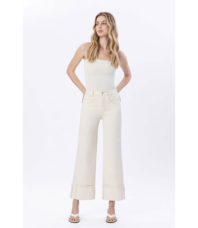 Adriana Super High Rise Cuffed Wide Leg Jeans