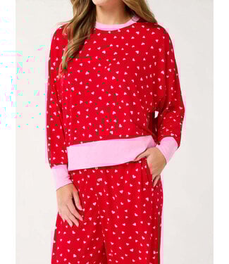 Alecia Mini Hearts Ultra-Soft Jersey Knit Pj Set