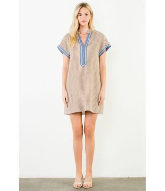 Jasmine Short Sleeve Gingham Patterned Dress