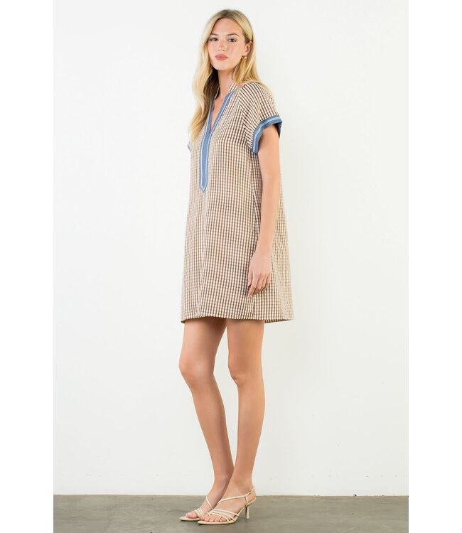 Jasmine Short Sleeve Gingham Patterned Dress
