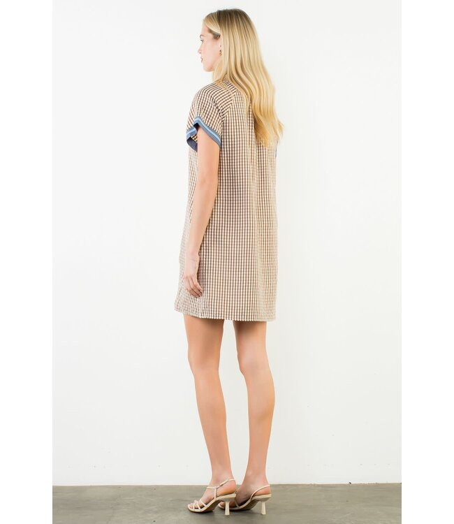 Jasmine Short Sleeve Gingham Patterned Dress