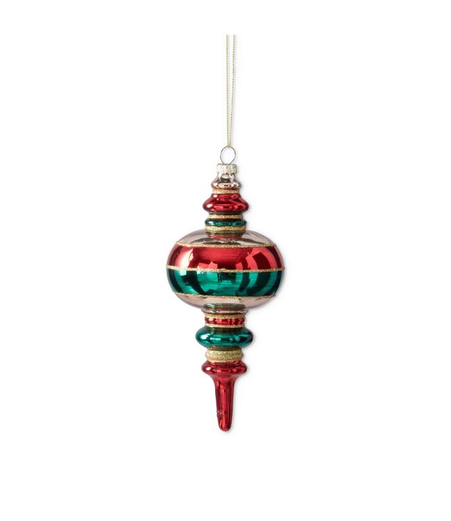 Red Gold & Green Glass Finial Ornaments - Sold Individually
