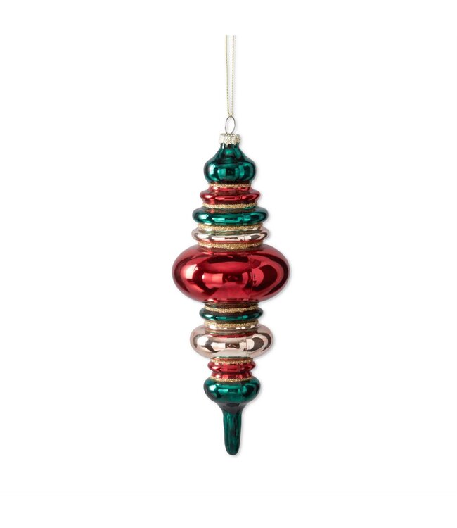 Red Gold & Green Glass Finial Ornaments - Sold Individually