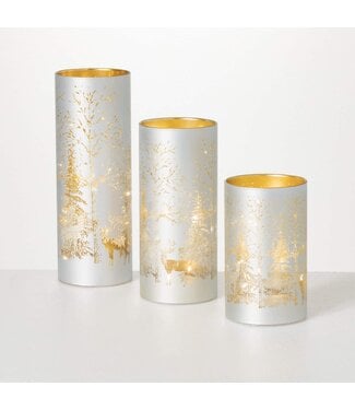 Winter Scene Lighted Cylinder Set of 3