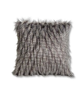 16 Inch Square Gray Three Tone Faux Fur Pillow