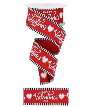 1.5" x 10yd Happy Valentine's Day/Stripe