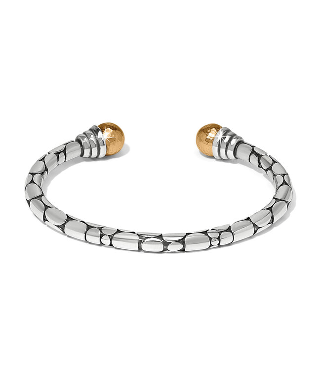 BRIGHTON Pebble Link Two Tone Open Flex Cuff Bracelet