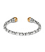 BRIGHTON Pebble Link Two Tone Open Flex Cuff Bracelet
