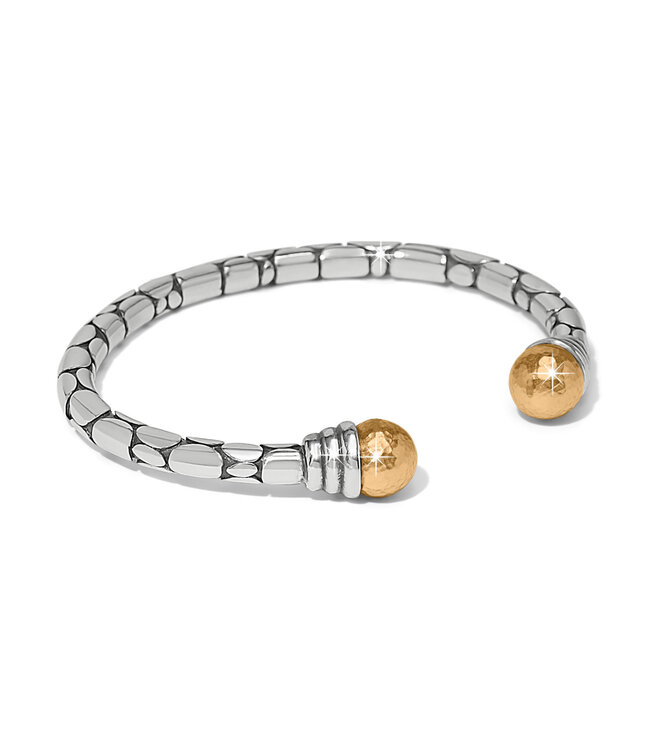 BRIGHTON Pebble Link Two Tone Open Flex Cuff Bracelet