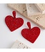 Dimensional Red Bling-Bling Love Earrings
