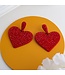 Dimensional Red Bling-Bling Love Earrings