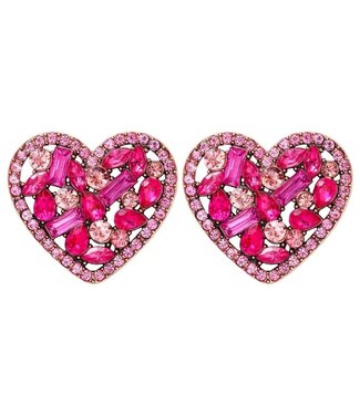 Colorful Mosaic Heart-Shaped Earrings