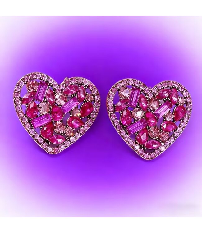 Colorful Mosaic Heart-Shaped Earrings
